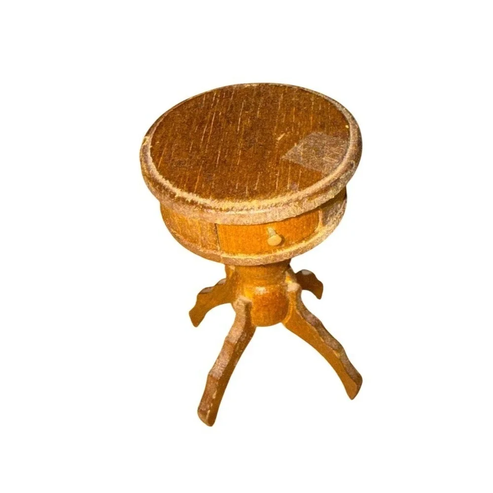 Miniature Dollhouse Furniture Set Victorian Armchair & Pedestal Side
